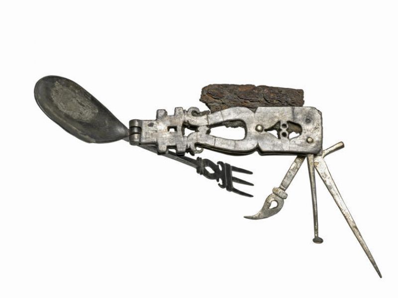 Roman 'swiss army knife' silver tool with folding components